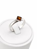 Baltic Amber 925 Sterling Silver Ring UK Size V Large Square Stone Unisex