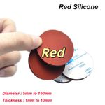 Red Silicone Solid Discs Self Adhesive Round Pad Sealed Cushioning 5-150mm 10Pcs