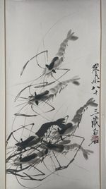 Fine Chinese Watercolor Ink SHRIMP Wall Hanging Scroll Painting - Qi Baishi