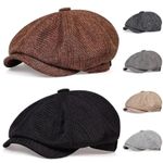 Adjustable Peaky Blinders Hat Newsboy Flat Cap Herringbone Tweed Baker Boy
