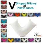 V Pillows and V Pillowcases Cover Polycotton Neck Back Head Body Support 74x34cm