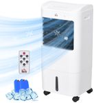 HOMCOM Portable Air Cooler with Humidifier, Remote, Oscillation, White