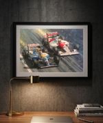 Ayrton Senna  Nigel Mansell A3 print, painting by Greg Tillett poster Formula 1
