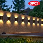 8Pack Super Bright Solar Powered Door Fence Wall Lights LED Outdoor Garden Lamp