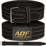 AQF Nubuck Leather Weight Lifting Belt 4” 10mm Powerlifting Steel Buckle Gym