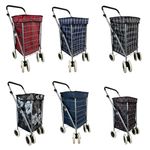 4 & 6 Wheel Shopping Trolley Large Capacity Lightweight Frame Strong Folding 
