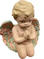 Praying Angel Figurine Cherub with Colourful Wings Collectible Decoration