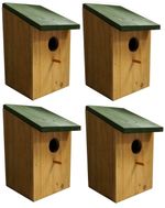 4 x Wooden Bird Nesting Box Small Nest Traditional Wood House Robin Blue Tit 