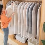 1/3/5pc Clothes Dust Cover Bag With Zipper Coat Plastic Hanging Storage Bag Hous