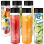 HEFTMAN Plastic Bottles With Lids Leak-free Clear Smoothie Juice 400mL 6 Pack