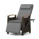 Patio Rattan Lounge Chair Recliner with Adjustable Footrest and Side Table 2132