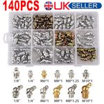 140Pcs Assorted Box of Grease Nipples (Metric & Imperial) Popular M6 M8 M10 1/8