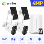 ANNKE 4MP Colorvu WiFi CCTV System 2-Way Talk IP Camera 4CH NVR Solar Panel 64GB