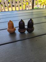 Set 3 Antique Turned Wood Treen Needle Dispensers Approx 2in Tall