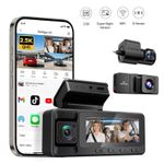 REDTIGER 2.5K 3-channel 3.18'' Dash Cam WiFi 2.5K+1080P+1080P Loop Recording
