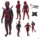 Kids Boys Deadpool Costume Superhero Cosplay Jumpsuit Mask Fancy Dress Halloween