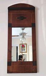 Edwardian Inlaid Mahogany Wall Mirror 75cm x 30cm Antique c.1900 Original