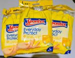 3x Spontex Everyday Protect Rubber Gloves Large Antibacterial Protection 3 Pairs