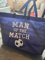 Idealz Large Reusable Shopping Bag Tote With Handle Man of the Match Blue