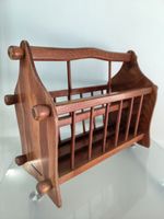 VINTAGE WOODEN MAGAZINE RACK CANTERBURY STYLE NEWSPAPER HOLDER BOOK STAND DARK
