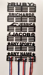 Personalised Medal Hanger Medal Holder Display Rack Any Sport Any Name
