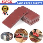 50Pcs Sanding Sheets Set 93 x 185 mm Sandpaper Hook and Loop Sander Pads Punched