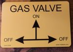 Gas valve label plate with arrows, rigid plastic not adhesive, Pack of 10