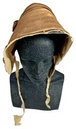 Antique Victorian Brown Silk Coal Scuttle Poke Bonnet Sugar Scoop Hat Circa 1849