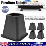4X Furniture Risers Heavy Duty 4'' Bed Table Sofa Chair Riser Feet Lift Stand UK
