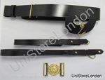 Belt Sword Belt Black Leather Long & Short Slings Gold Fitting R1170