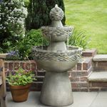 Garden Water Feature Outdoor Fountain 3-Tier Waterfall Pedestal Grey Teamson