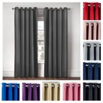 Thermal Thick Blackout Curtains 2 Panel Ready Made Eyelet Ring Top Curtains Cali
