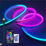 LED Neon Rope Lights 1/2/3/5M RGBIC Strip Lights App/Remot Control Music Sync