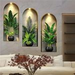 3PCS 2D Watercolor Plant Wall Stickers - Realistic Plants Decor, Self-Adhesive