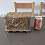 Stunning Late 19thc Anglo Japanese Cast Brass Casket No Key Original Interior