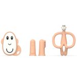 Teething Starter Set – 1 Flat Face Teether, 1 Animal Teether, 2 Silicone Fing...