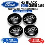 4x BLACK FORD CENTRE CAPS 54MM ALLOY WHEEL FITS MOST MODELS FOCUS FIESTA KA  UK