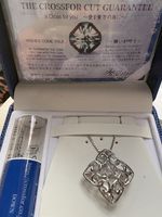 Crossfor 925 Sterling Silver CZ Square Pendant Necklace Box Chain 45cm Adj
