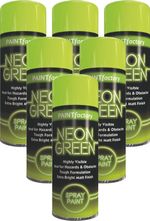 6 x 200ml Neon Green Spray Paint Extra Bright Aerosol Can DIY Matt Finish