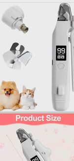 2-in-1 Electric Pet Nail Clipper & Grinder LED Display Splash-Proof + Brush