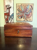 Small Vintage/antique Wooden Locking Box With Original Key, Great Condition