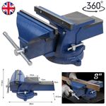 8" Heavy Duty Bench Vice 200mm Rotating Workbench Vice Jaw Table Vice Clamp Tool