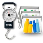 FREYPAC Luggage Scale with Tape Measure, 32kg Capacity, 3 Airline Approved Clear