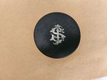 Antique Solid Ebony Wood Trinket - Screw Lid Victorian Sliver Initials form