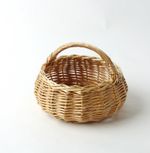 Hand Woven Basket w Handle Sml Round Egg Collecting Easter Flower Girl Wicker