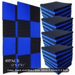48pcs Black l Blue Foam Acoustic Sound Absorbing Wall Panels 30cm x 30cm