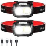 Blukar Head Torch Rechargeable, 2 Pack 2000L Super Bright Headlamp Headlight