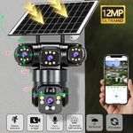 4G Solar Security Camera Three Screen Built-in Battery Outdoor 10X Zoom v380 APP