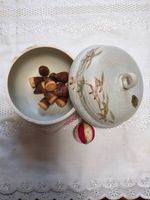 Kiyomizu Ware Lidded Bowl Ceramic Container w Free Chirimen Charm Japanese