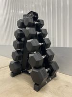 5-25kg Hex Dumbbell Set With Vertical Rack Stand - Free weights- 5 Pairs Set